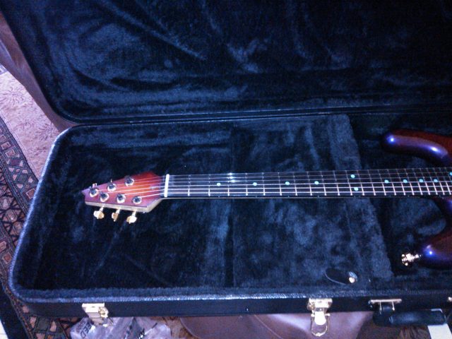 Custom electric guitar, studio photo. Built by William Gelvin, Gelvin Guitars
