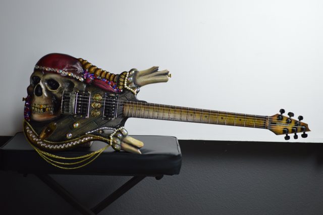 Custom electric guitar, studio photo. Built by William Gelvin, Gelvin Guitars