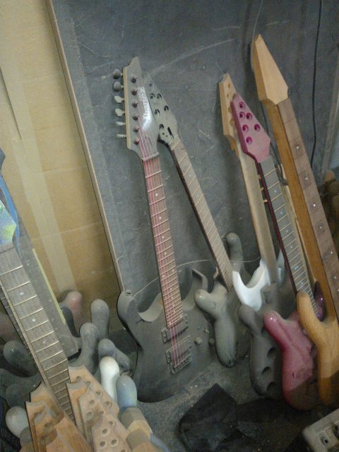 Custom guitar, body and neck detail. Built by William Gelvin, Gelvin Guitars