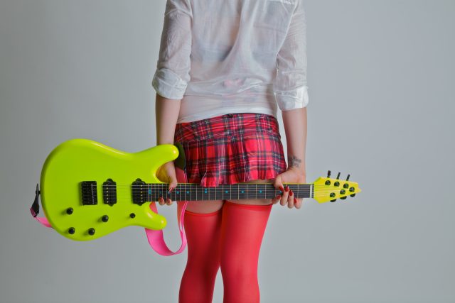 Custom guitar, body and neck detail. Built by William Gelvin, Gelvin Guitars