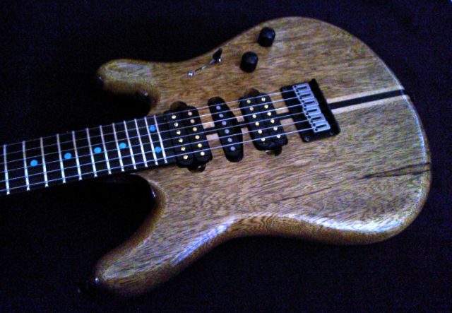 Custom electric guitar, studio photo. Built by William Gelvin, Gelvin Guitars