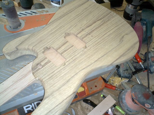 Custom guitar, body and neck detail. Built by William Gelvin, Gelvin Guitars