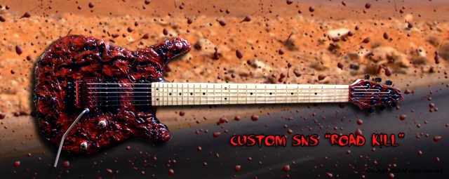 Custom guitar, body and neck detail. Built by William Gelvin, Gelvin Guitars