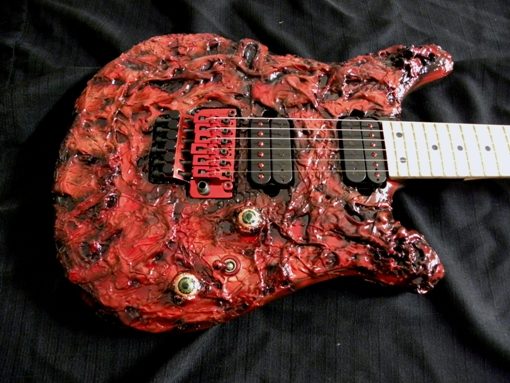 Custom guitar, body and neck detail. Built by William Gelvin, Gelvin Guitars