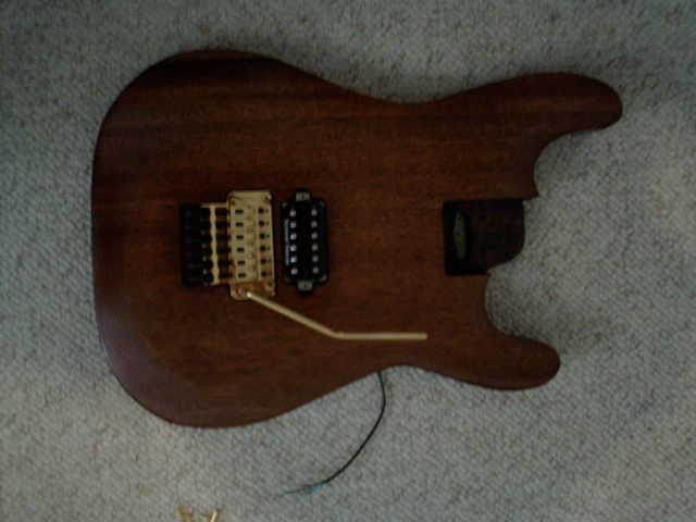 Custom guitar, body and neck detail. Built by William Gelvin, Gelvin Guitars