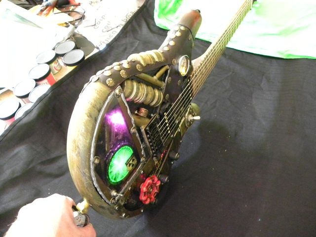 Gelvin Guitars steampunk custom electric guitar with VIP pickups and gauges