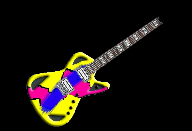 Bizarre early neon concept drawing for Dale Bozzio guitar