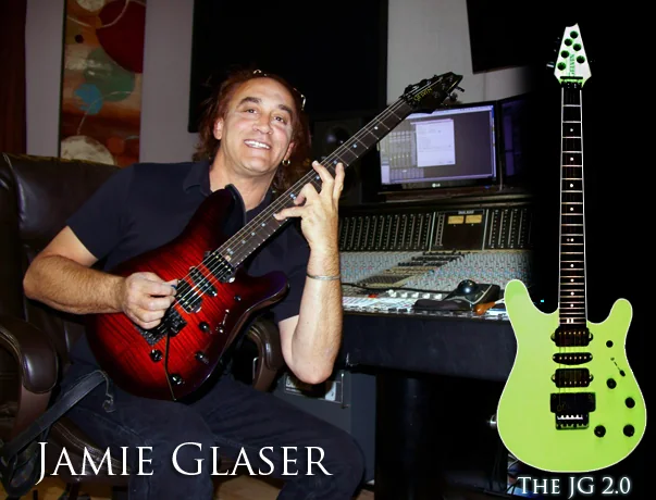 Jamie Glaser promotional image with the red and purple JG 2.0 and the later glow version