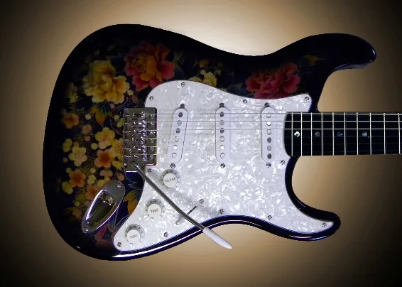 Finished floral kimono Gelvin Model 2359 guitar body