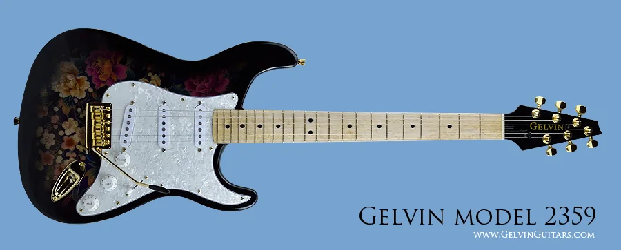 Full finished Gelvin Model 2359 guitar made with kimono fabric