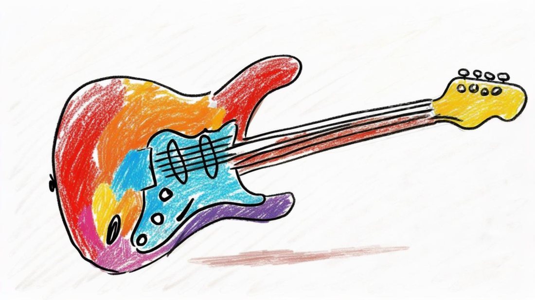 Placeholder illustration of a colorful electric guitar